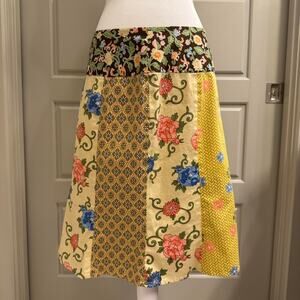 Colorful floral and pattern midi skirt